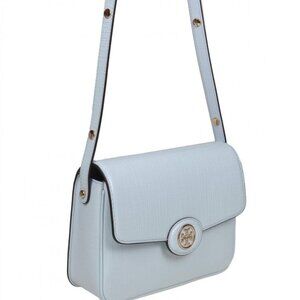 NWT ✅ Tory Burch Robinson Shoulder Bag Embossed Leather ICE BLUE #154731 ⭐ NWT